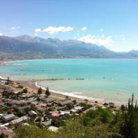 View of town and Seaward Kaikoura Ranges from Kaikoura lookout | Sandra Appleby